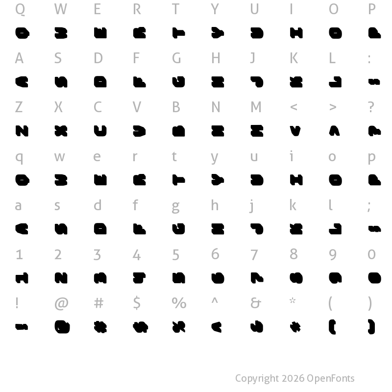 Character Map of Bungee Layers Rotated Shade