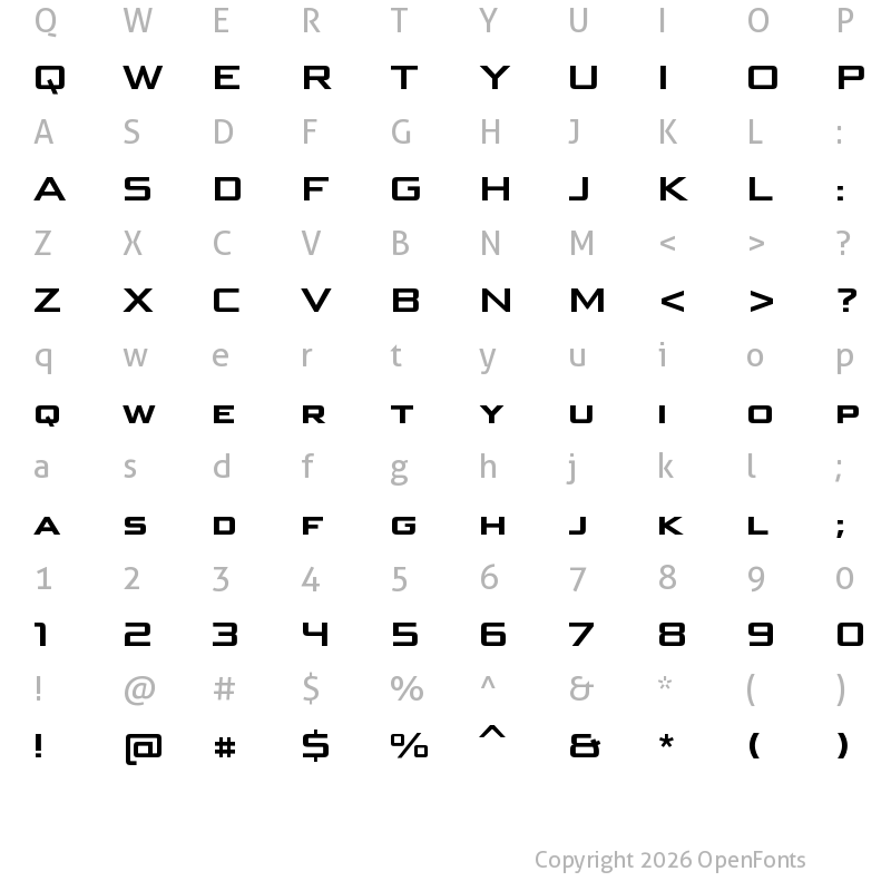 Character Map of BunkenTechSansSCWideW01-Bd Regular