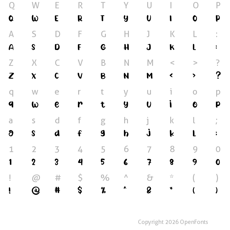 Character Map of Bunny Bear Regular