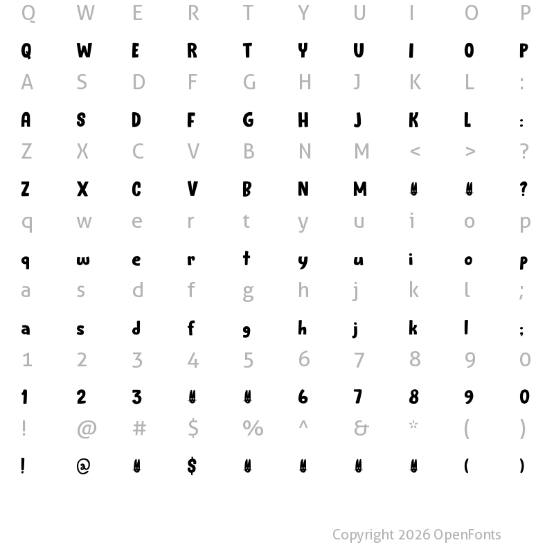 Character Map of Bunny Daydream DEMO Regular