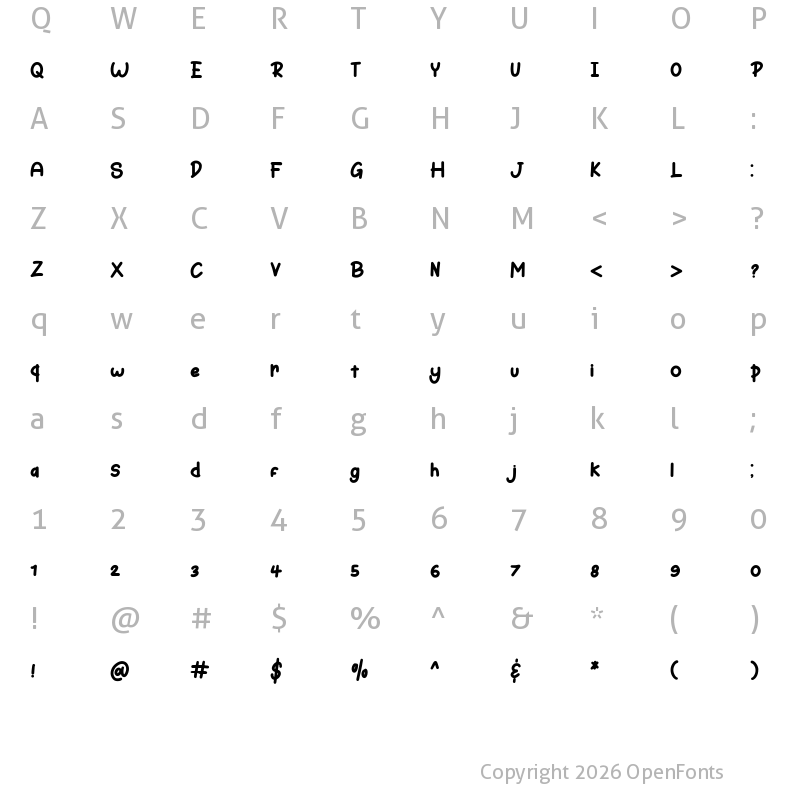 Character Map of Bunny Hopper Regular