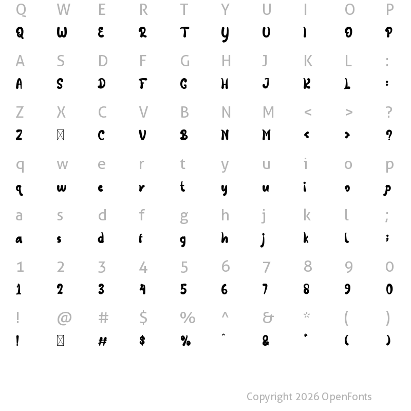 Character Map of Bunny Journey Regular