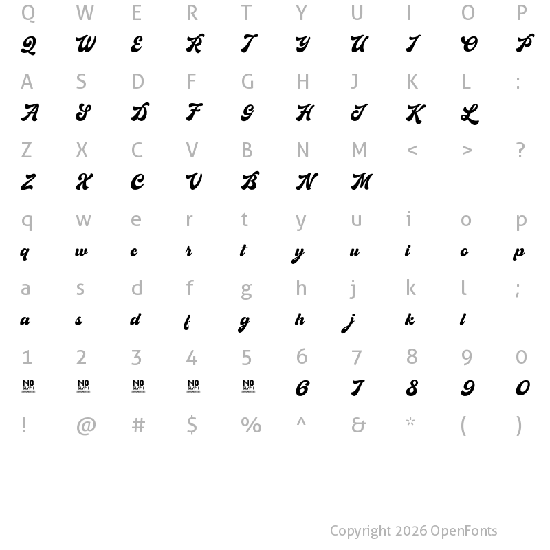 Character Map of Buntank Regular