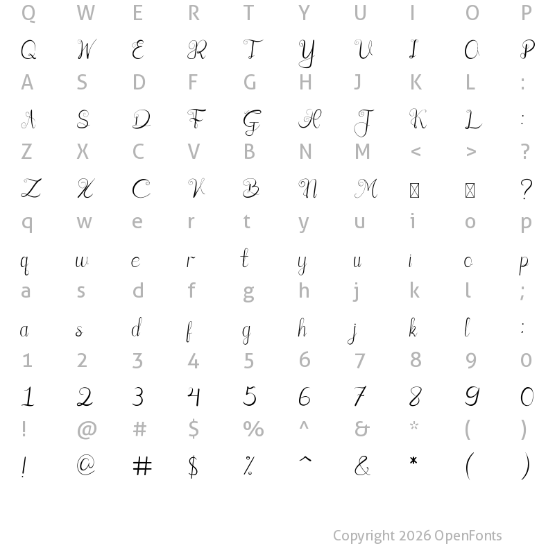 Character Map of Buny Huny Regular