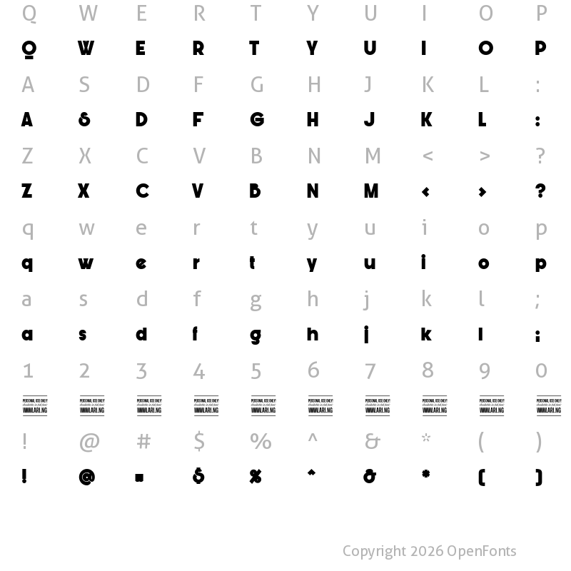 Character Map of Bunya PERSONAL Black