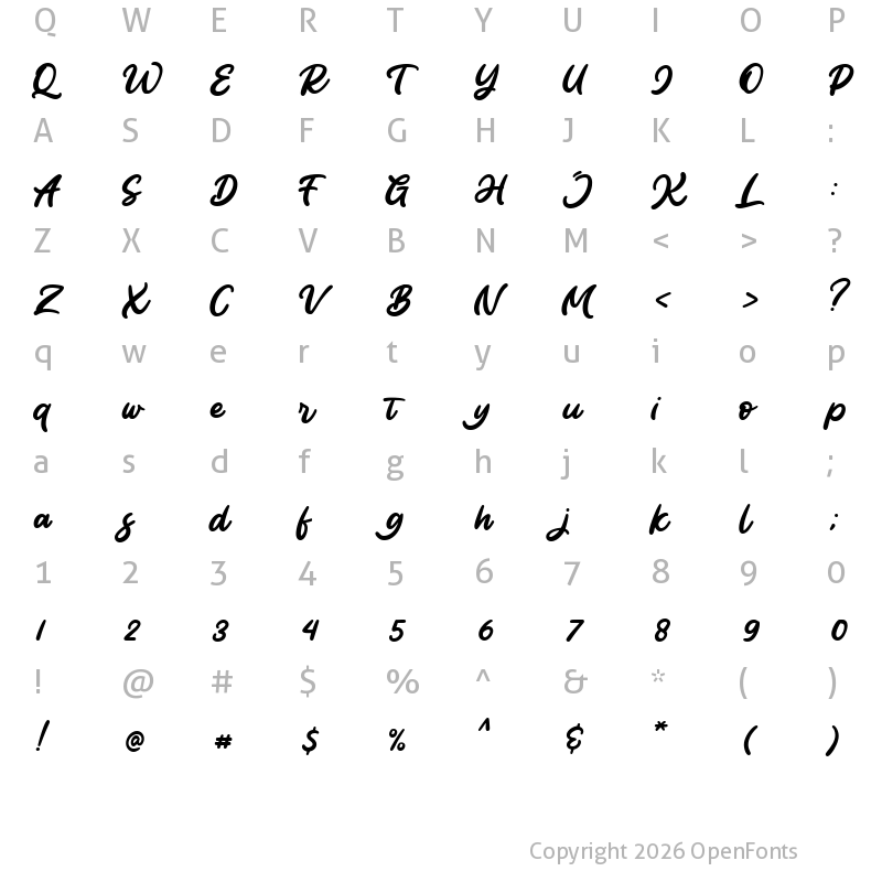 Character Map of Burayots Regular