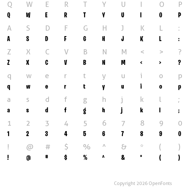 Character Map of Burbank Big Condensed Bold