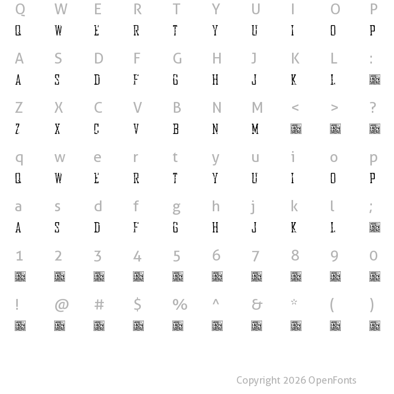 Character Map of Bureau Distressed