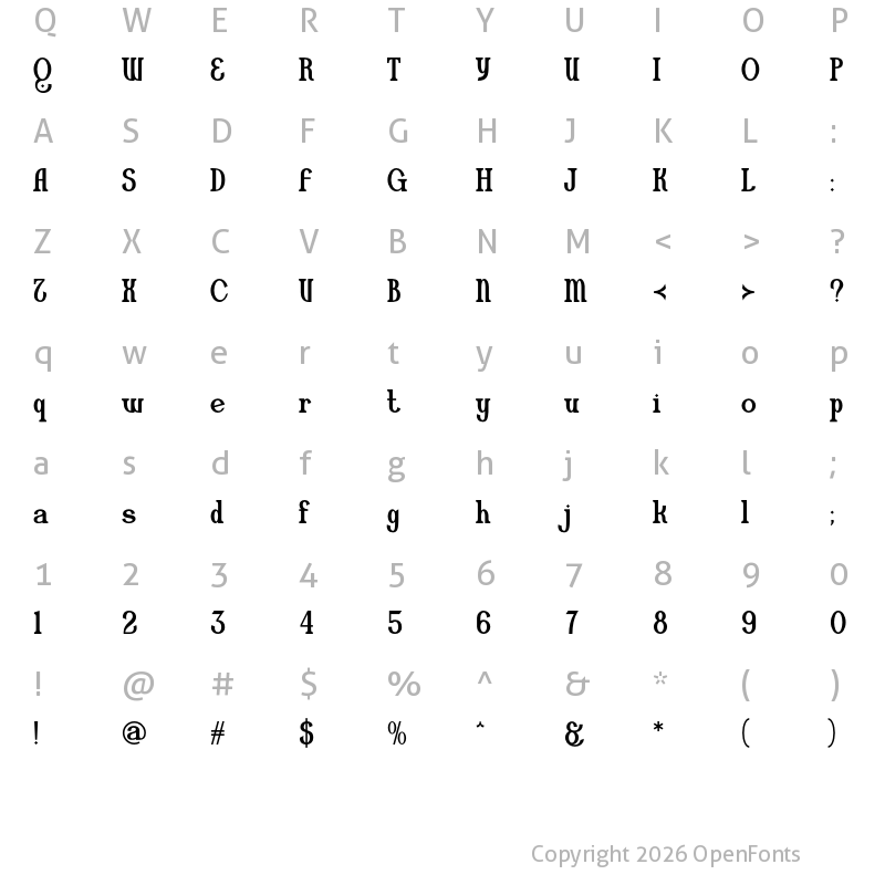 Character Map of Burkhan Regular