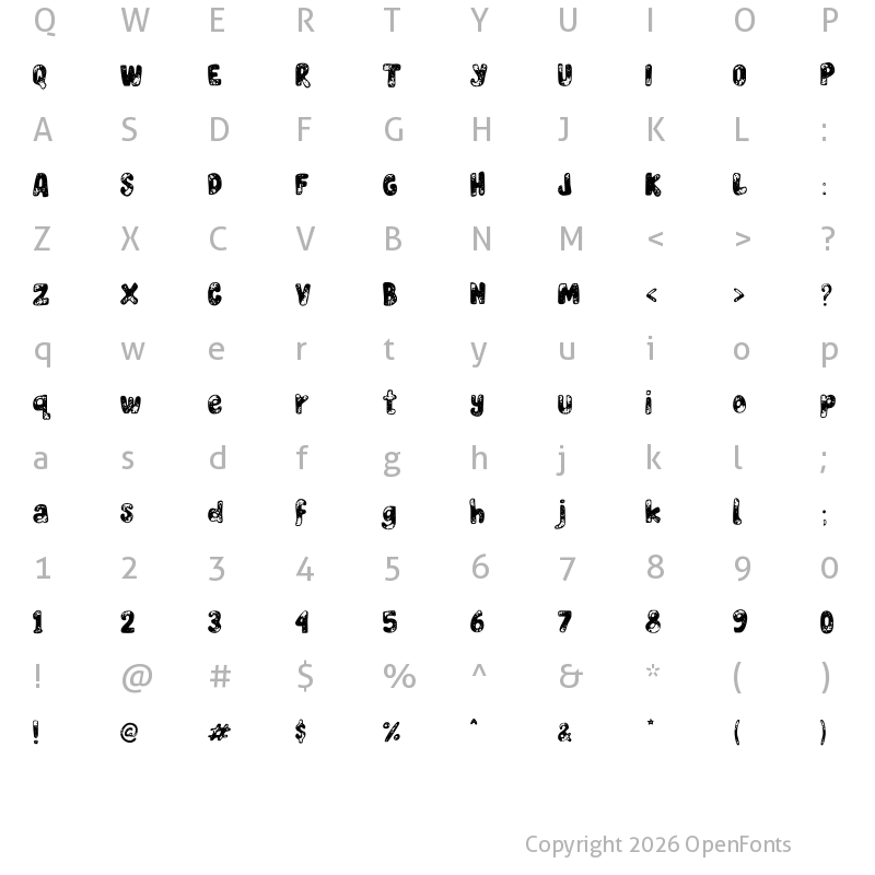 Character Map of Burn Wood Regular