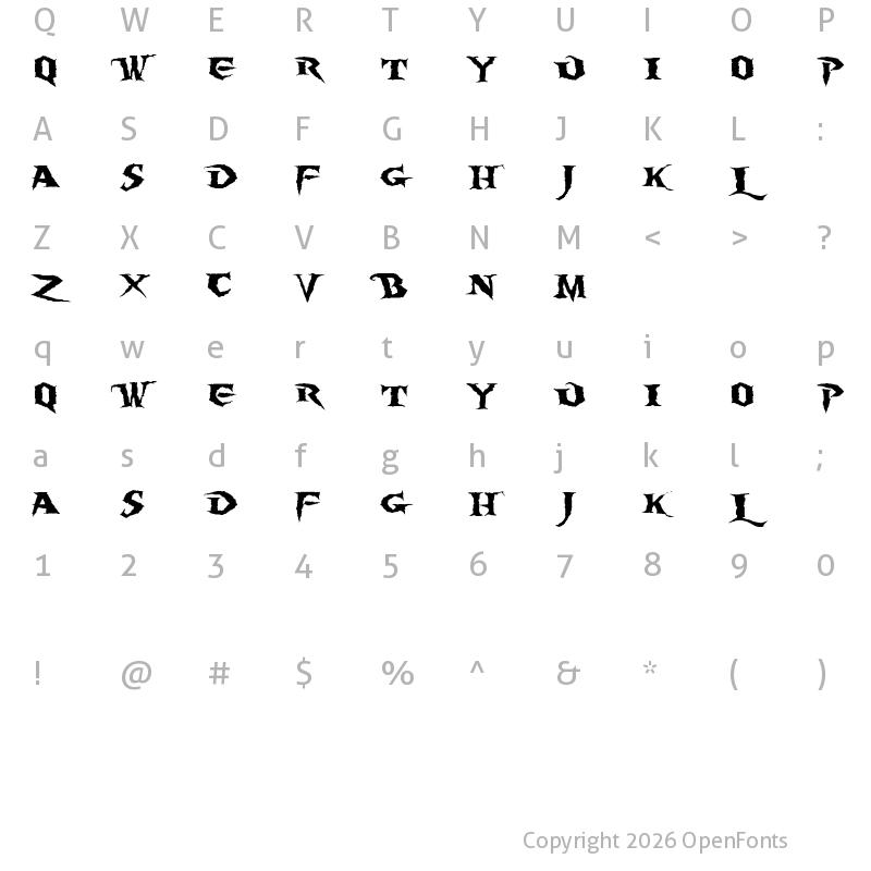 Character Map of Burning Wrath Regular