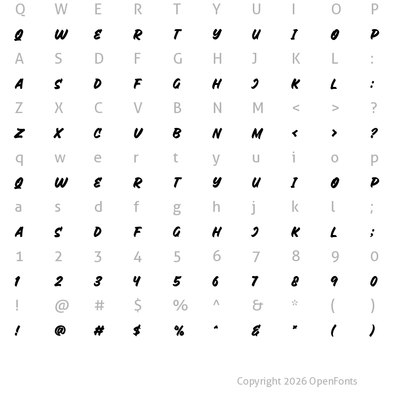Character Map of Bushetch Regular