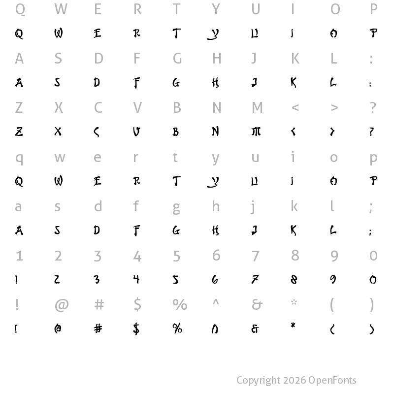 Character Map of Bushido Bold Bold