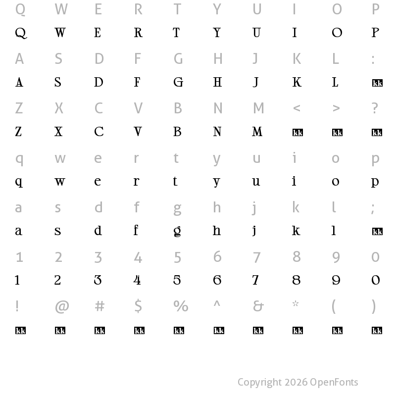Character Map of Bustor Rhikan Regular