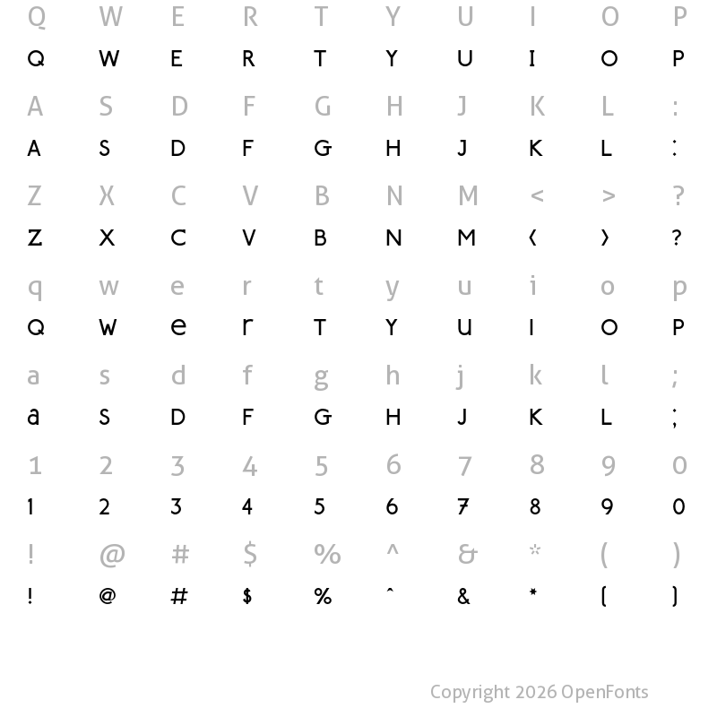 Character Map of Bute Sans Unicase