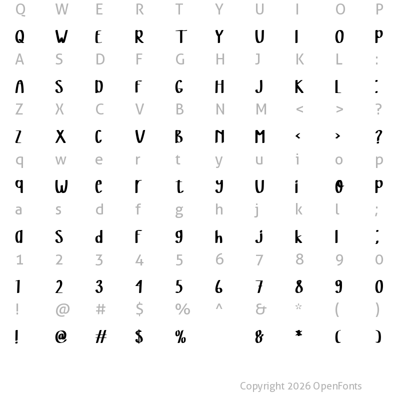 Character Map of Butter Spoky Regular
