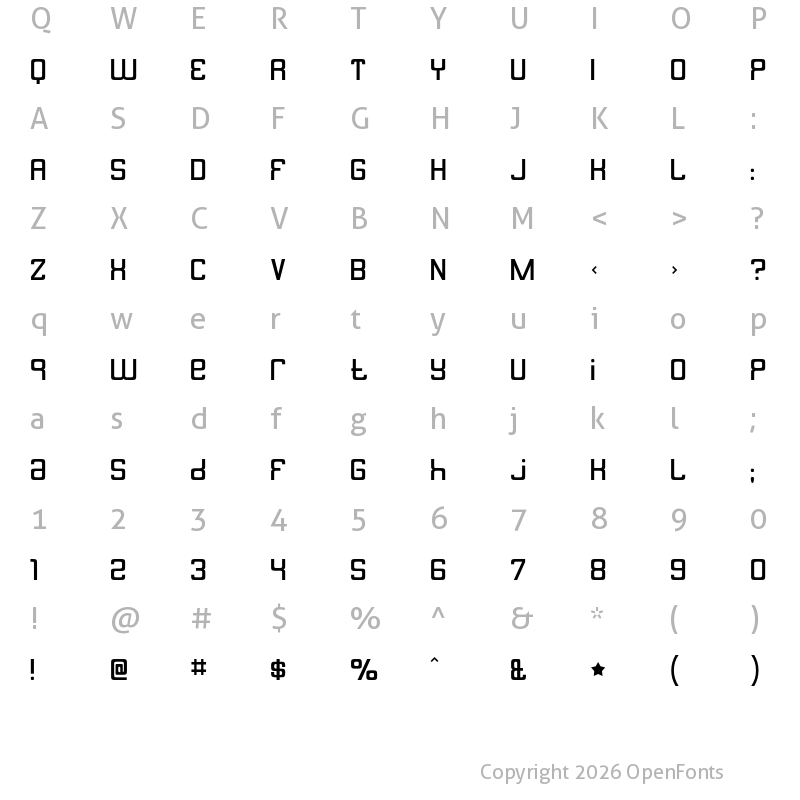 Character Map of Butterbelly Regular