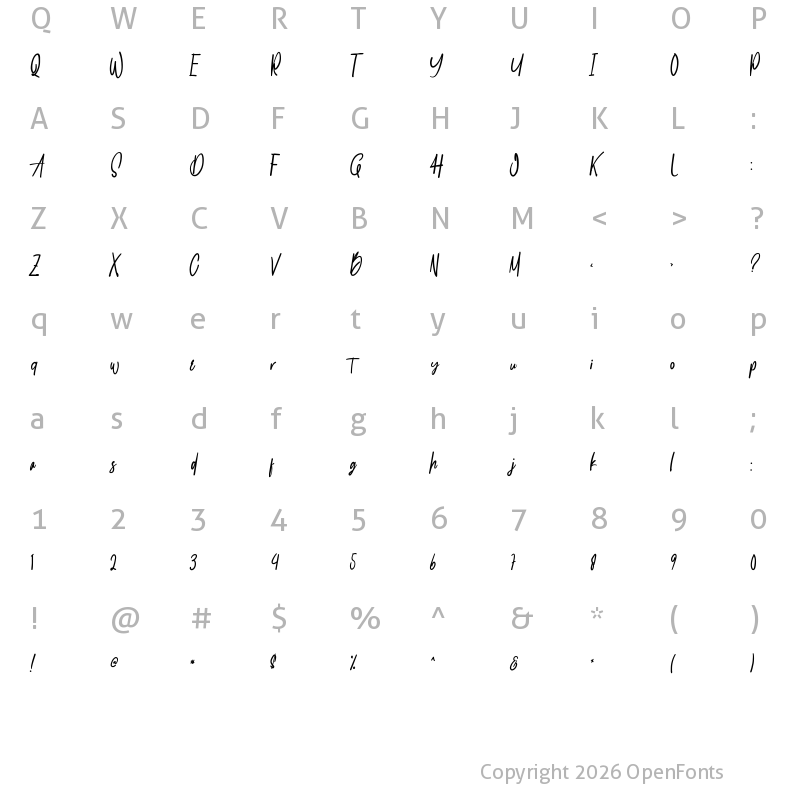 Character Map of Buttermillon Regular