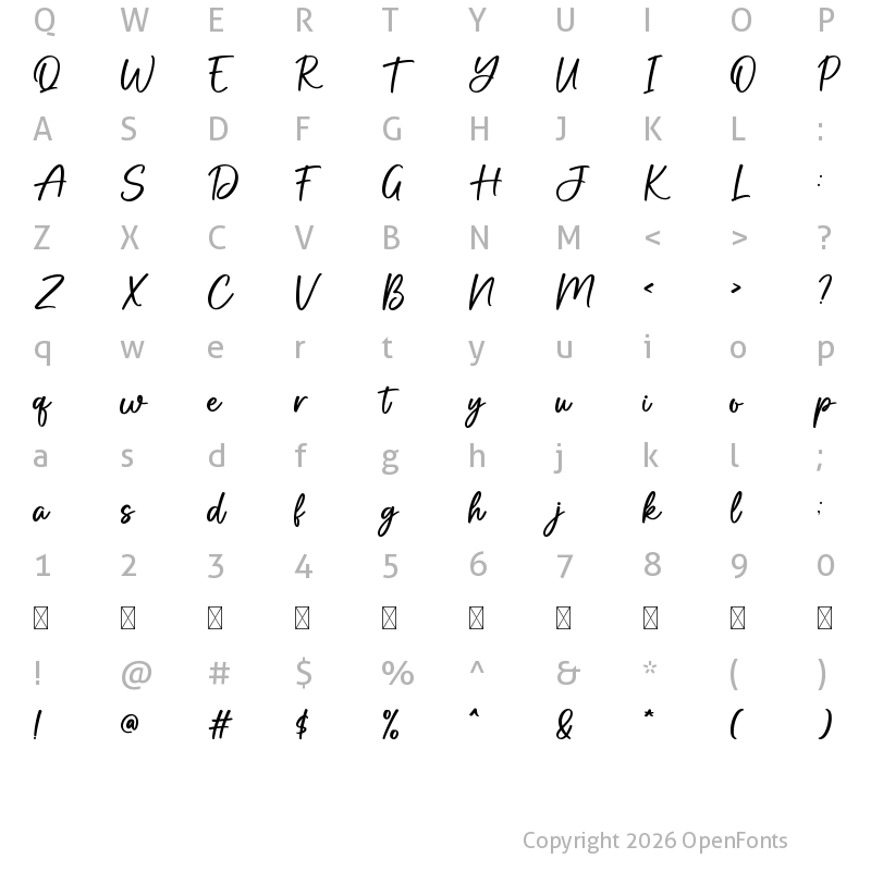 Character Map of Butterscotch Regular