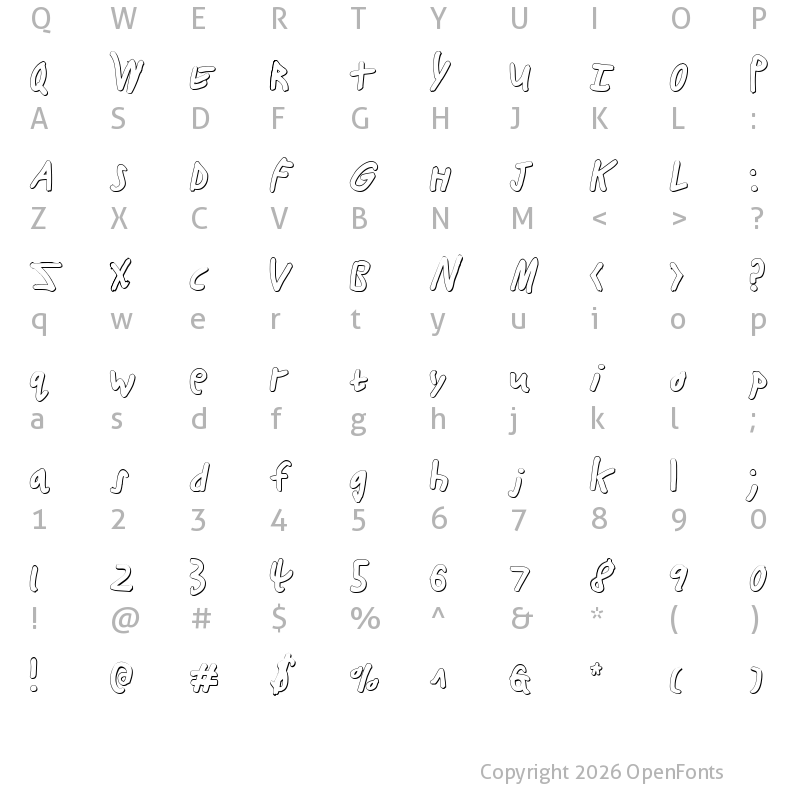 Character Map of Buttons the Bear 3D Regular