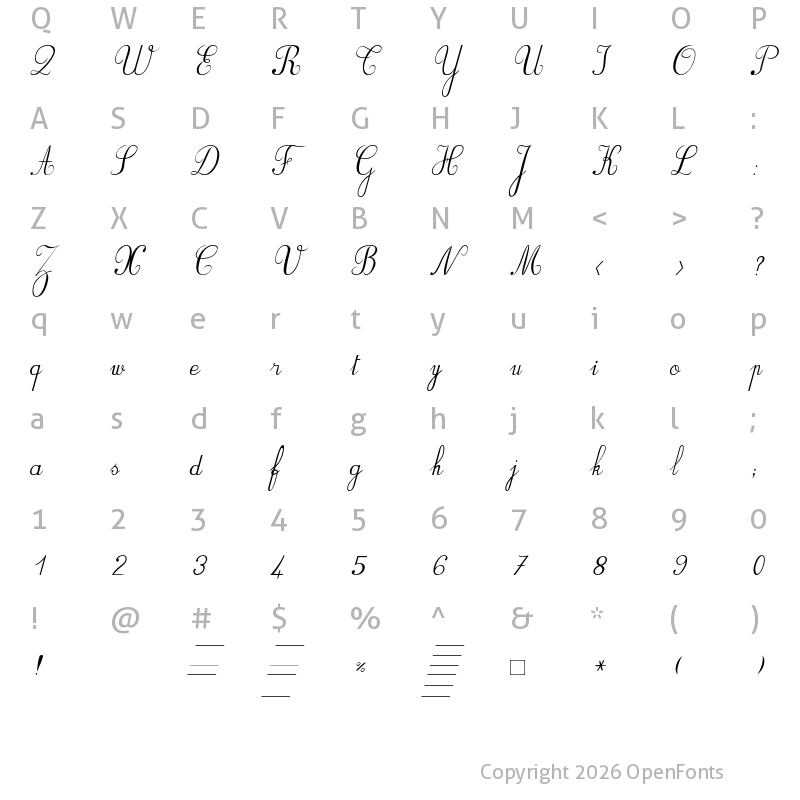 Character Map of BV_Rondes2 ital Italic