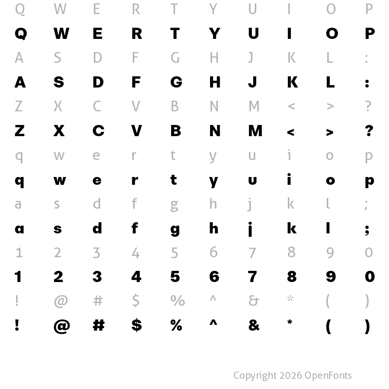 Character Map of Bw Nista Geometric DEMO Black