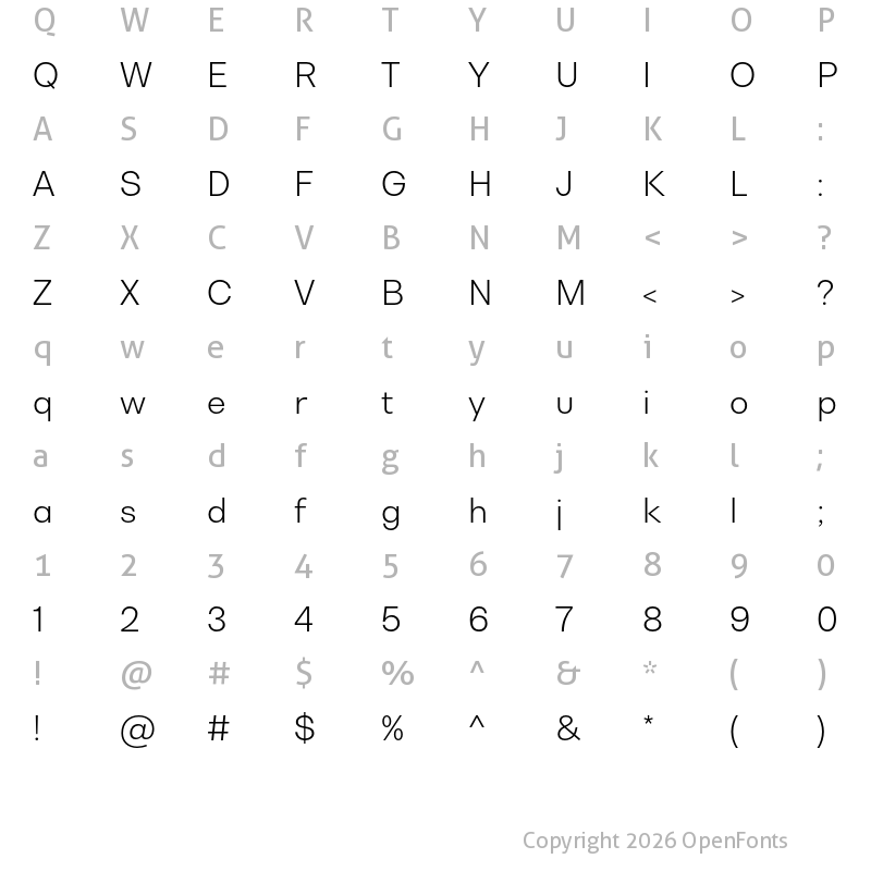 Character Map of Bw Nista Geometric DEMO Light