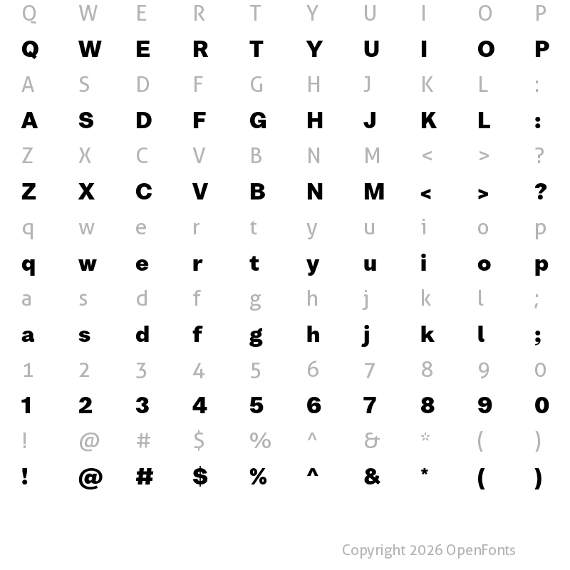 Character Map of Bw Nista Grotesk DEMO Black