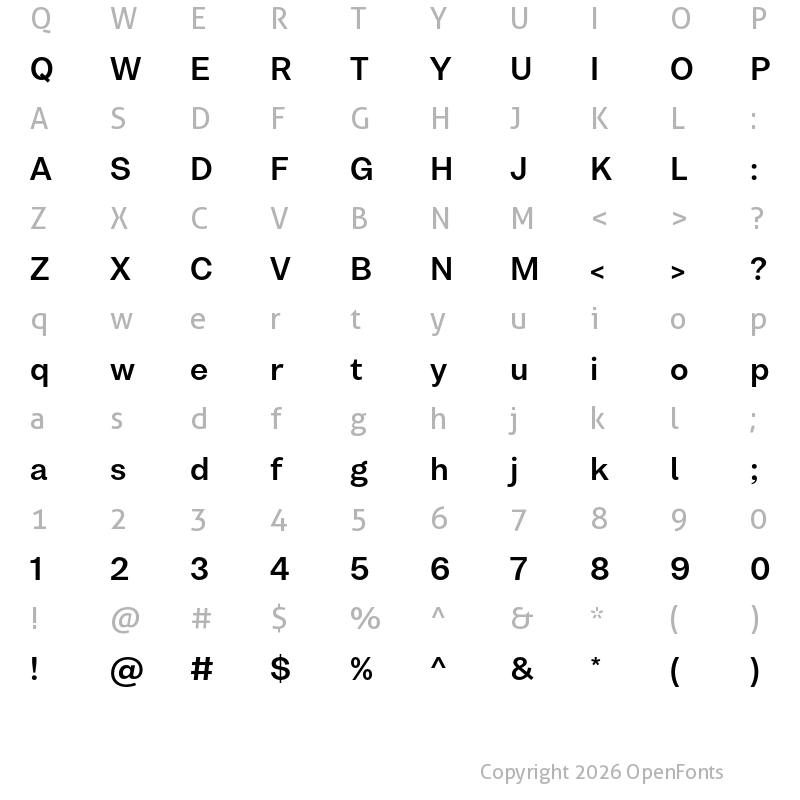 Character Map of Bw Nista Grotesk DEMO Bold