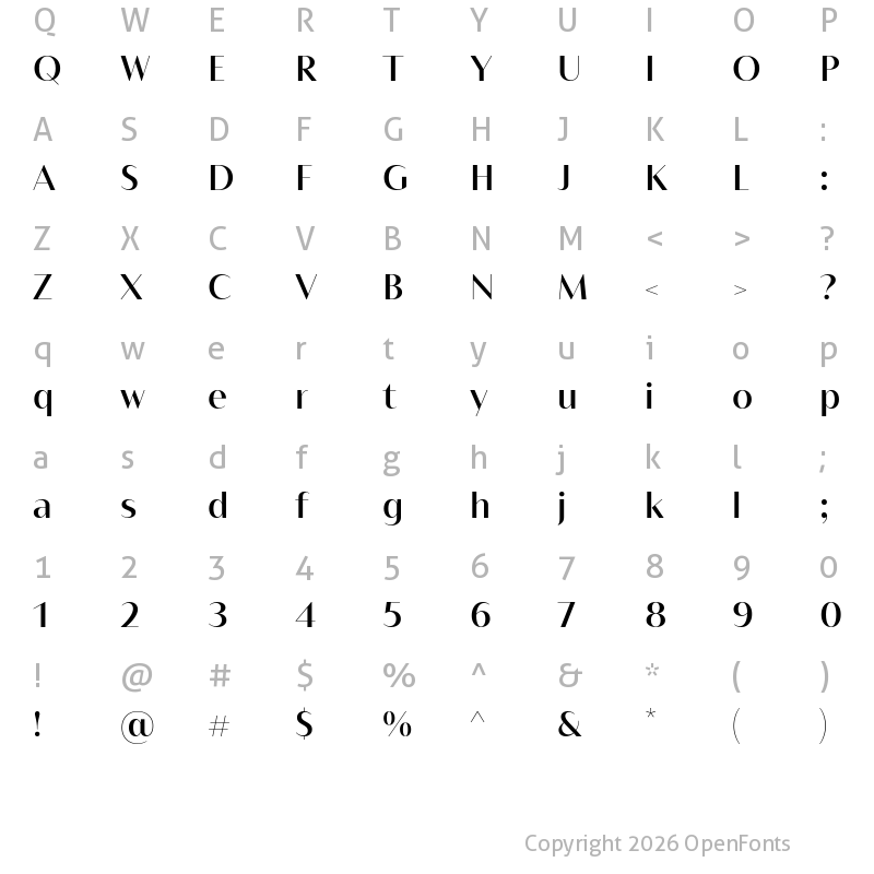 Character Map of Bw Vivant Medium