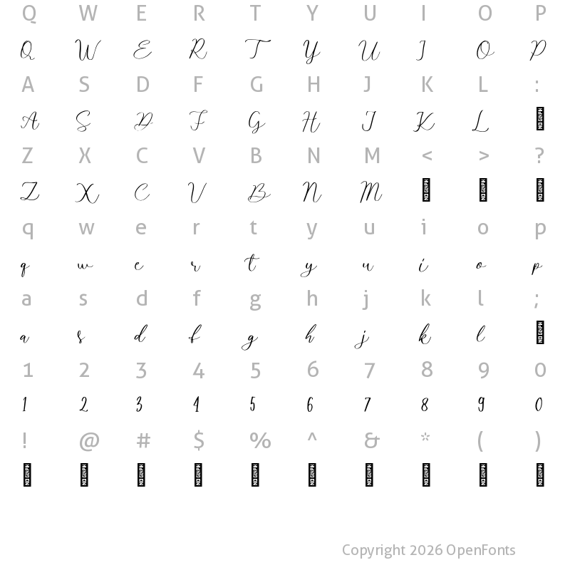 Character Map of Byefour Regular