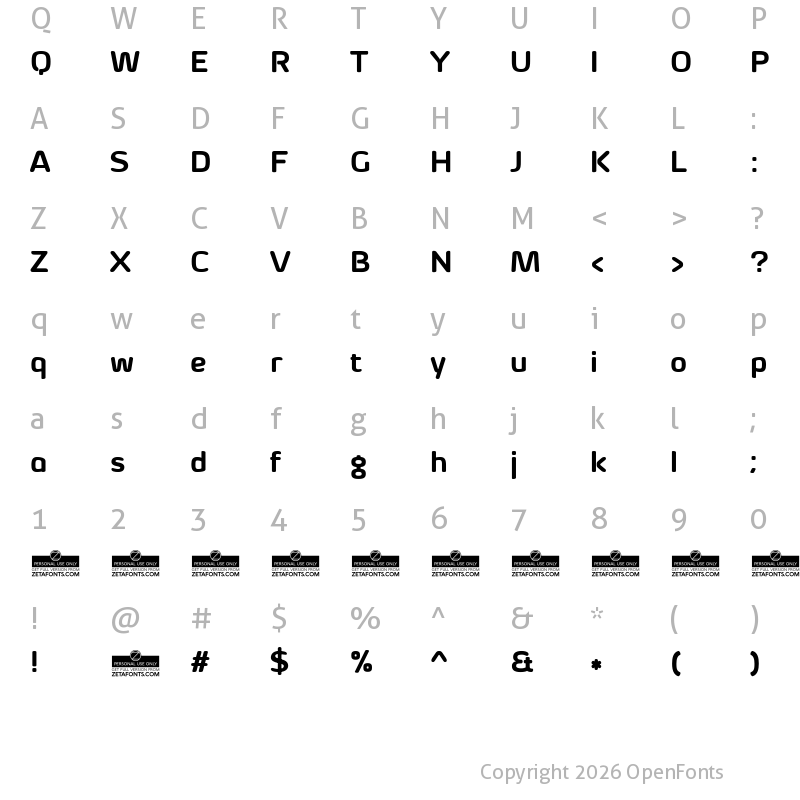 Character Map of Byom Bold