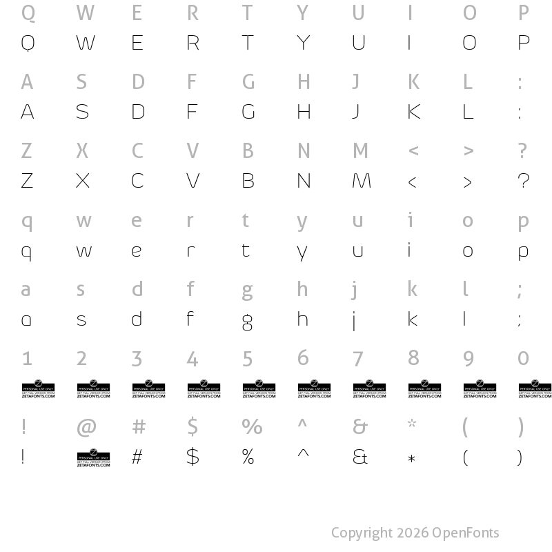 Character Map of Byom Thin