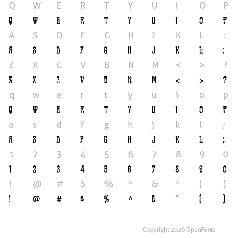 Character Map of Cabaret Regular