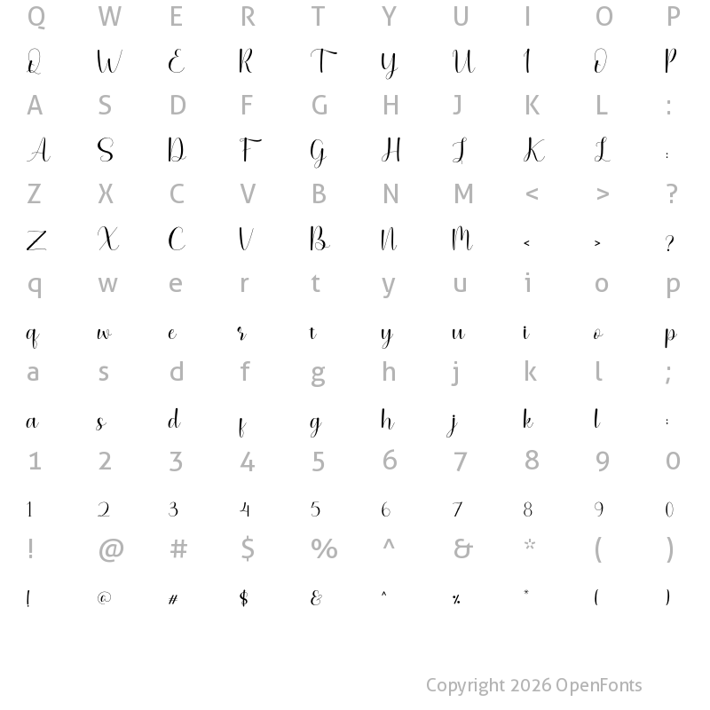 Character Map of Cabilla Regular