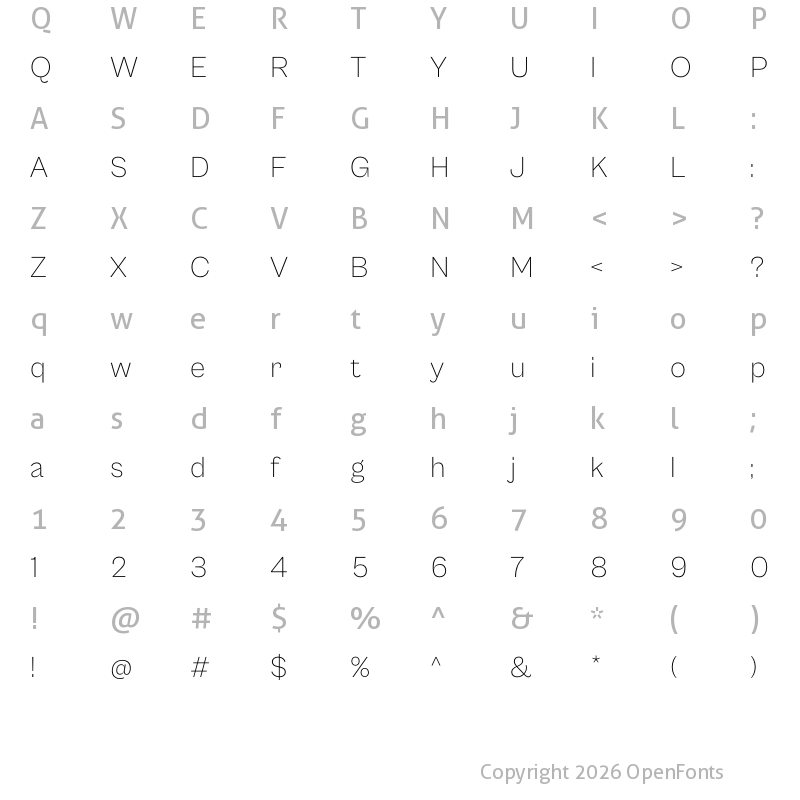 Character Map of Cabinet Grotesk Extralight