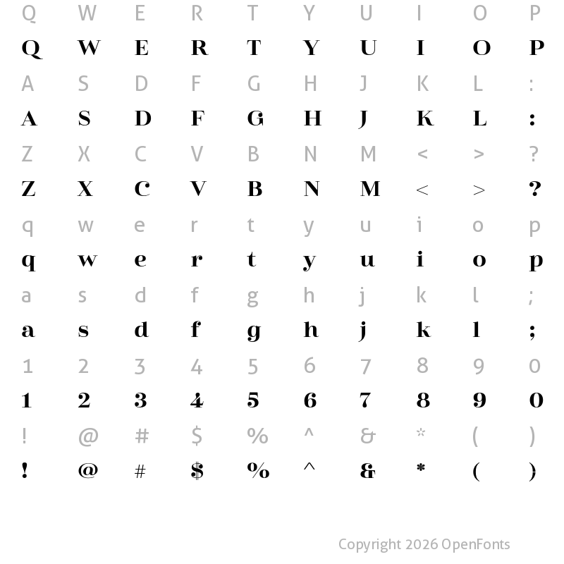 Character Map of Cabrito Didone Ext Bold