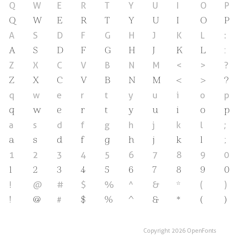 Character Map of Cabrito Didone Ext Thin
