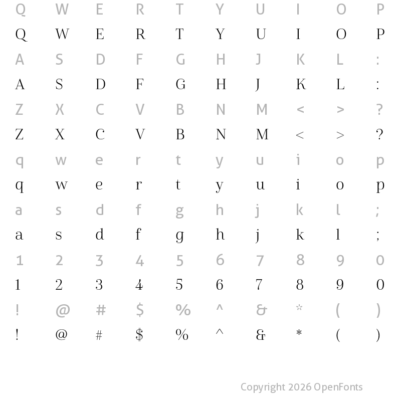 Character Map of Cabrito Didone Norm Book