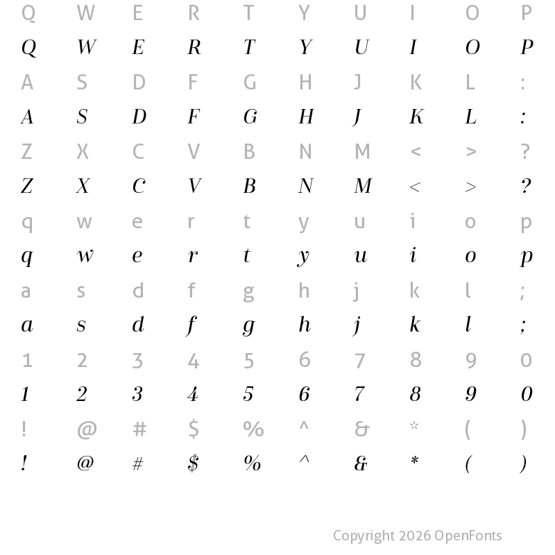 Character Map of Cabrito Didone Norm Medium It