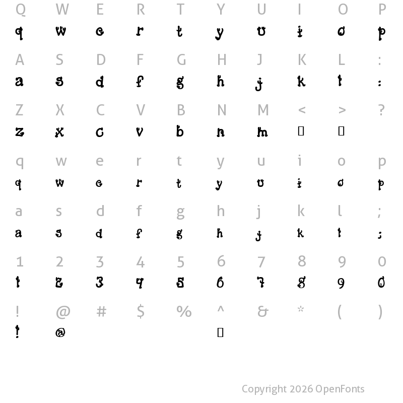 Character Map of Cactus Sandwich Fill FM Regular