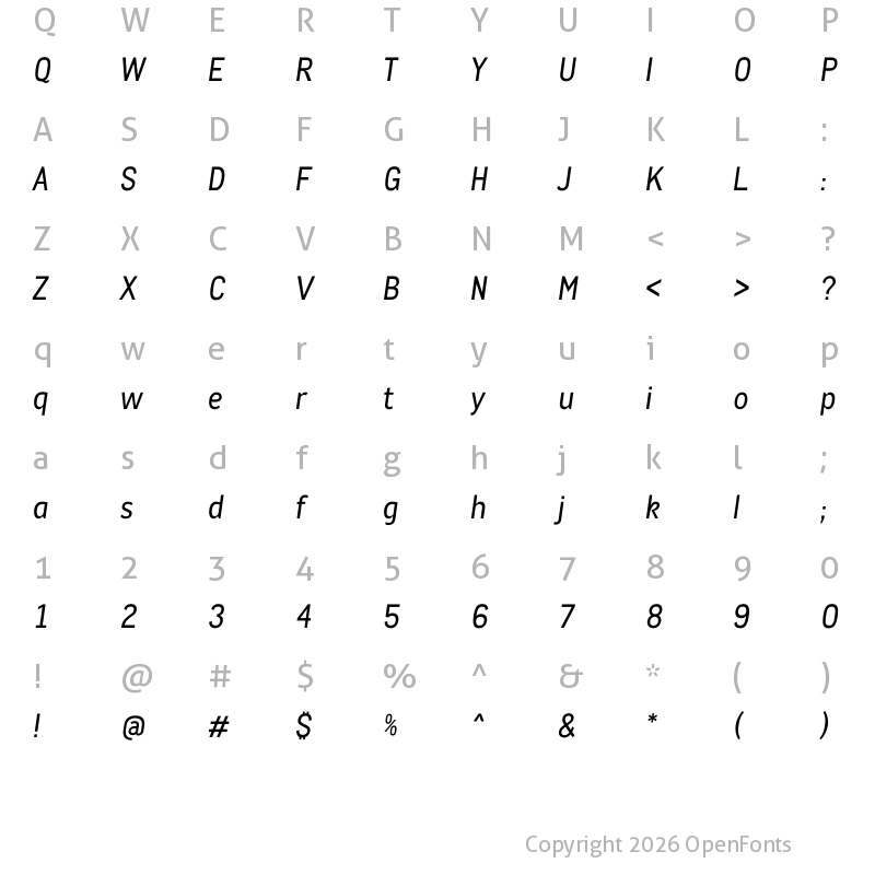 Character Map of CACula-Italic ?