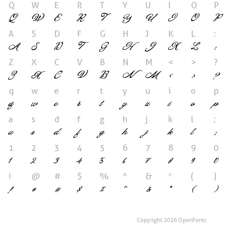 Character Map of Cadisone Script