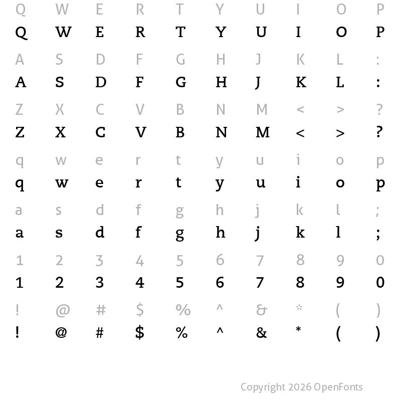 Character Map of Caecilia LT Std 75 Bold