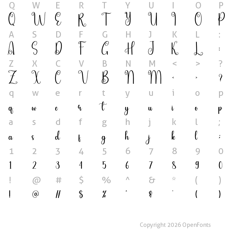 Character Map of Cafe Friday Regular