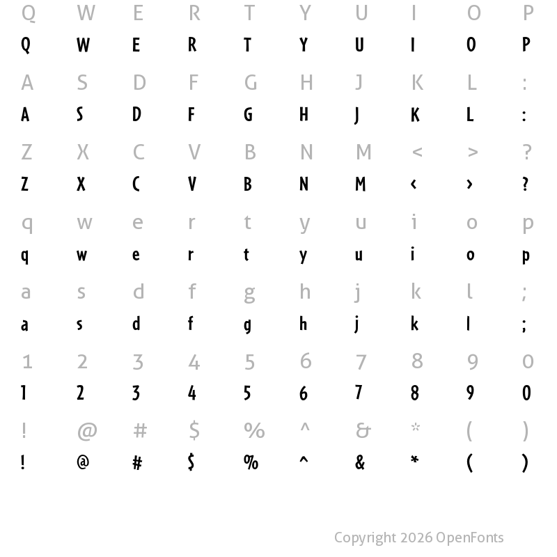 Character Map of Cafeteria Bold