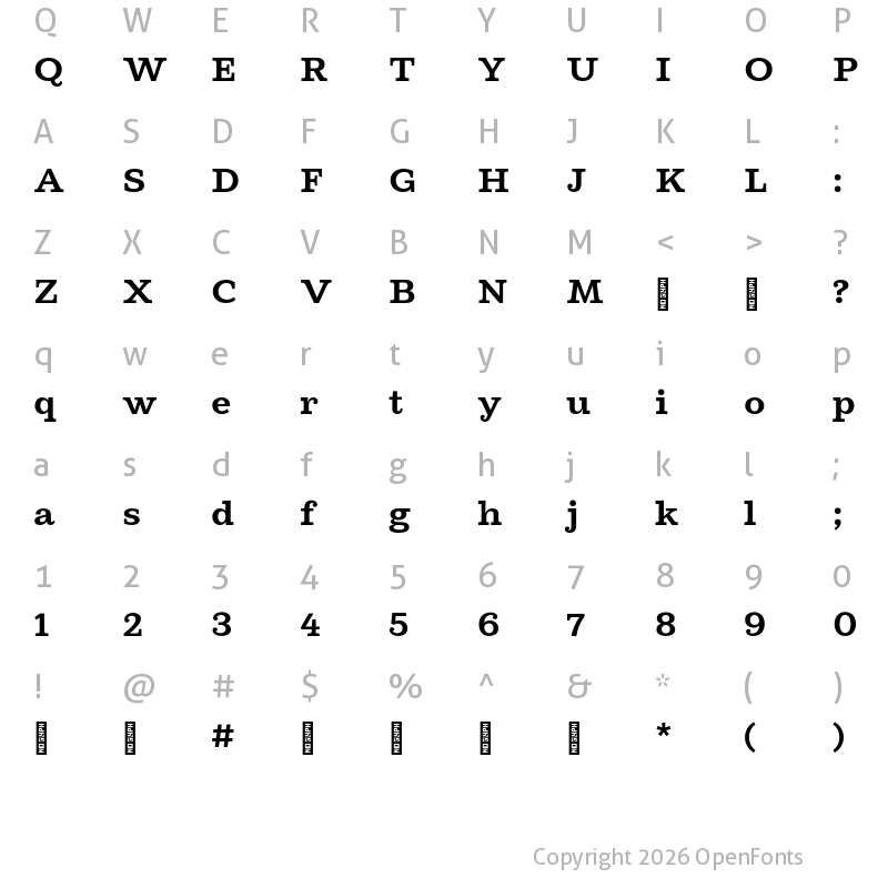 Character Map of Cagney Trial Bold
