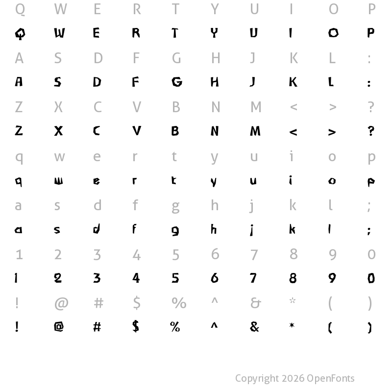 Character Map of Cagok Letter Regular