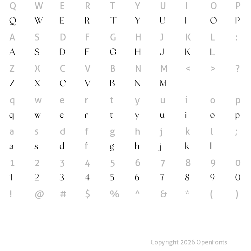 Character Map of Cailyne Regular
