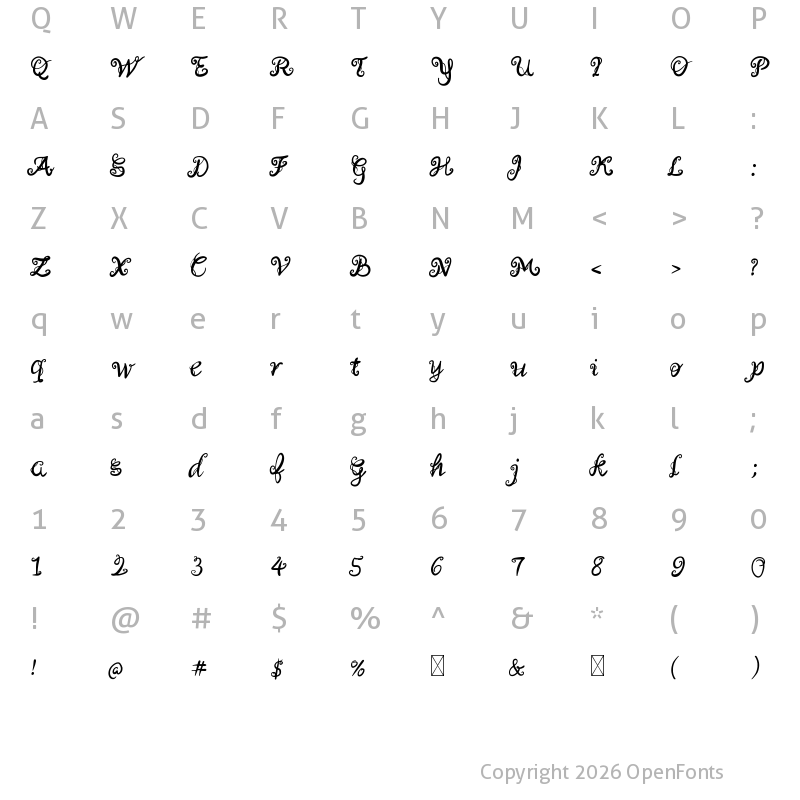 Character Map of Caimellia Regular